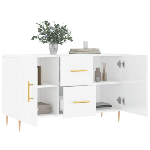 vidaXL Buffet blanc brillant 100x36x60 cm bois d'ing&eacute;nierie