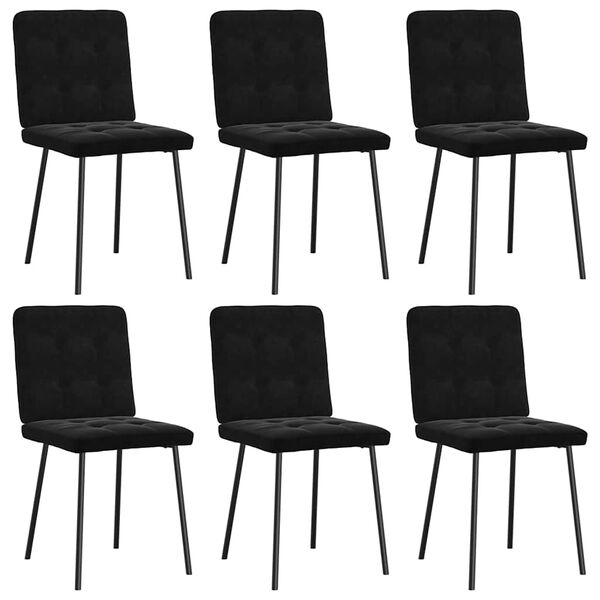vidaXL Chaises à manger lot de 6 noir velours
