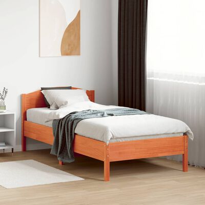vidaXL Cadre de lit avec tête de lit cire marron 90x190 cm bois de pin