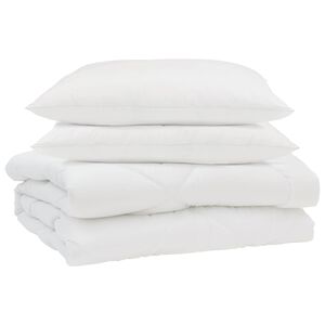 vidaXL Couette d'&eacute;t&eacute; avec oreiller 3 pi&egrave;ces Blanc Microfibre