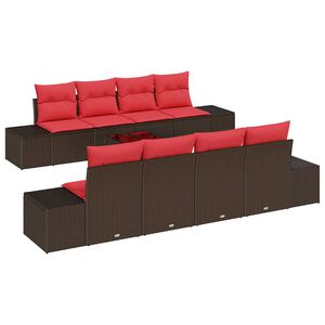 vidaXL Ensemble de canap&eacute; de jardin 9 pcs Marron polyrotin