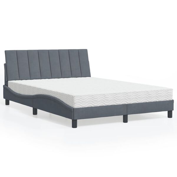 vidaXL Lit avec matelas Hanko gris fonc&eacute; 140x190 cm velours