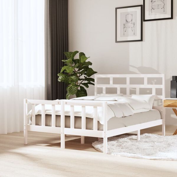 vidaXL Cadre de lit sans matelas blanc bois massif 120x200 cm