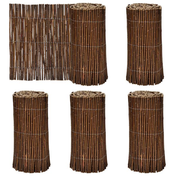 vidaXL Clôture de pelouse 5 pcs Marron 200 x 30 cm