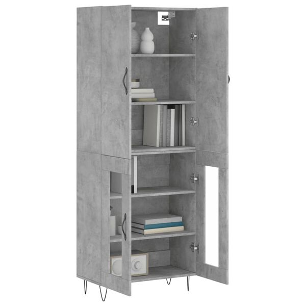 vidaXL Buffet haut Gris b&eacute;ton 69,5x34x180 cm Bois d'ing&eacute;nierie