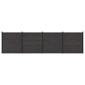 vidaXL Panneau de cl&ocirc;ture 4 pcs WPC et Aluminium Noir