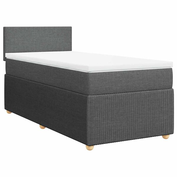 vidaXL Sommier &agrave; lattes de lit et matelas Gris fonc&eacute; 90x190 cm Tissu