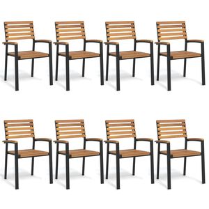vidaXL Chaises de jardin empilables lot de 8 bois d'acacia et m&eacute;tal