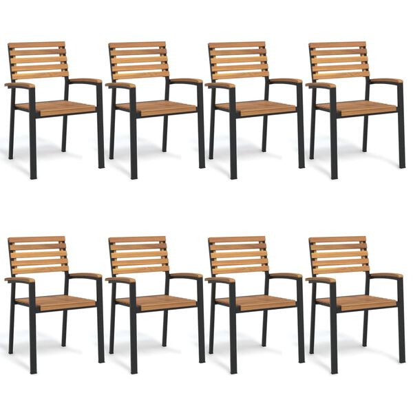 vidaXL Chaises de jardin empilables lot de 8 bois d'acacia et métal