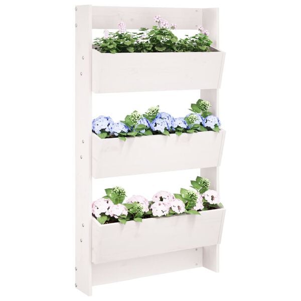 vidaXL Jardini&egrave;re murale 3 niveaux 60x18,5x110 cm blanc pin massif