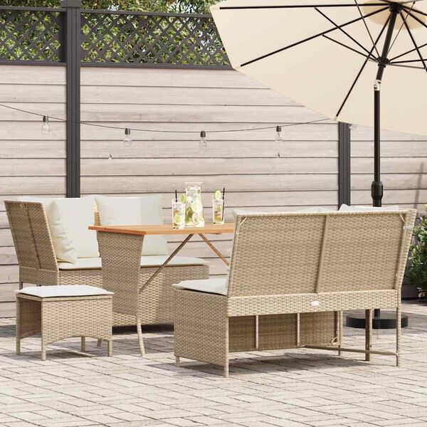 vidaXL Salon de jardin avec coussins 5 pcs beige r&eacute;sine tress&eacute;e