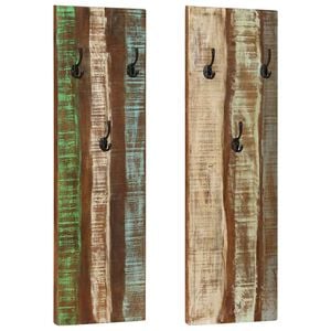 vidaXL Porte-manteau mural 2pcs 36x3x110cm Bois massif de r&eacute;cup&eacute;ration