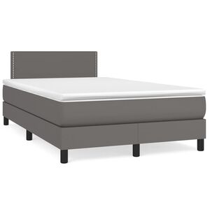 vidaXL Sommier &agrave; lattes de lit avec matelas Gris 120x200 cm Similicuir