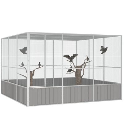 vidaXL Cage à oiseaux Gris 302,5x324,5x211,5 cm Acier galvanisé