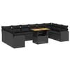 vidaXL Salon de jardin 11 pcs avec coussins noir r&eacute;sine tress&eacute;e