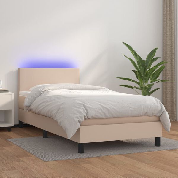 vidaXL Sommier à lattes de lit matelas LED Cappuccino 100x200 cm