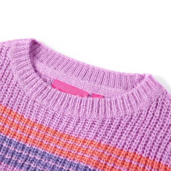 Pull-over rayé tricoté pour enfants lilas et rose 128