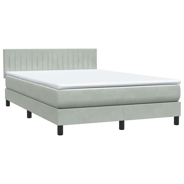 vidaXL Sommier &agrave; lattes de lit et matelas gris clair 160x210cm velours