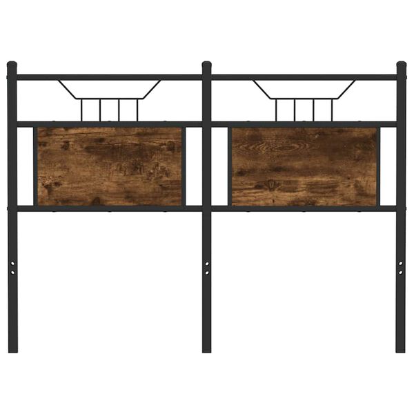 vidaXL T&ecirc;te de lit de remplacement ch&ecirc;ne fum&eacute; 120 cm bois d'ing&eacute;nierie et acier