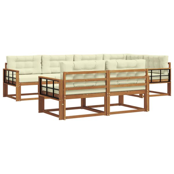 vidaXL Ensemble de canap&eacute;s d'ext&eacute;rieur 7 pcs Naturel et Cr&egrave;me