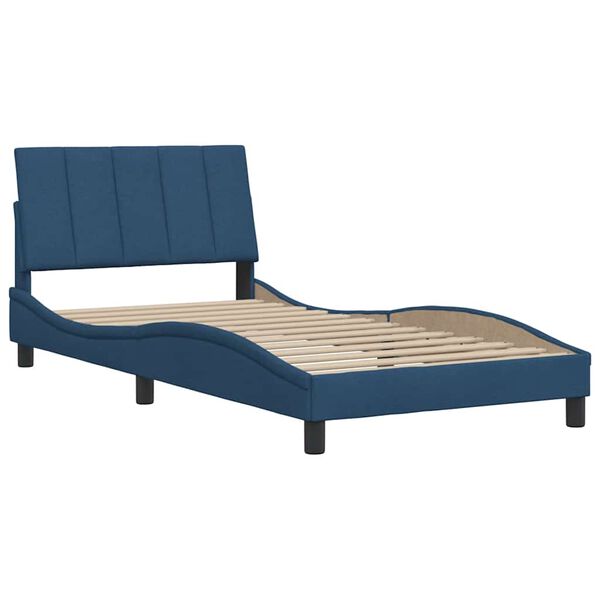 vidaXL Cadre de lit sans matelas Hanko bleu 100x200 cm tissu