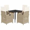 vidaXL Ensemble &agrave; manger de jardin avec coussins 5pcs Beige poly rotin