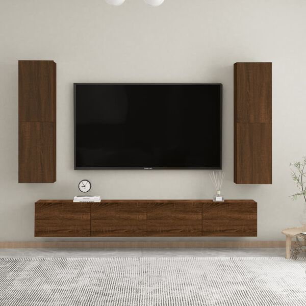 vidaXL Meubles TV muraux 2 pcs Ch&ecirc;ne marron 30,5x30x110 cm