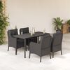 vidaXL Ensemble &agrave; manger de jardin coussins 5pcs Noir R&eacute;sine tress&eacute;e