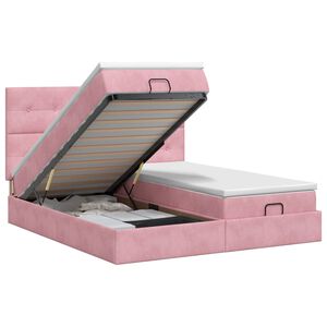 vidaXL Lit ottoman avec matelas avec t&ecirc;te de lit 2 pc Rose Velours