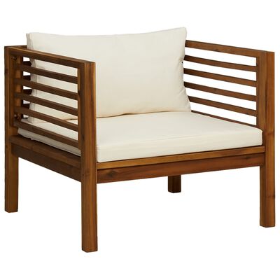 vidaXL Chaise de jardin avec coussins blanc crème Bois d'acacia massif