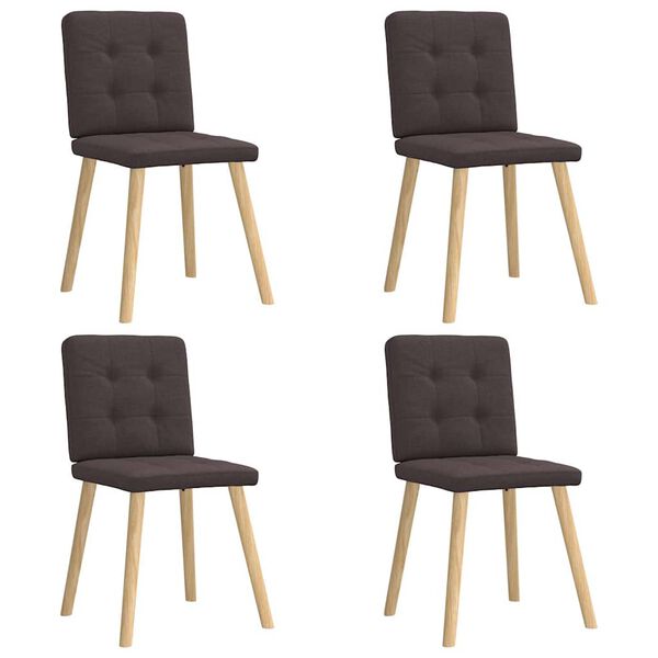 vidaXL Chaises &agrave; manger lot de 4 marron fonc&eacute; tissu