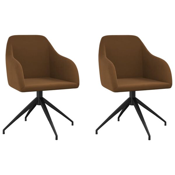 vidaXL Chaises &agrave; manger lot de 2 Marron Velours