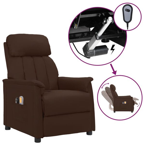 vidaXL Fauteuil de massage &eacute;lectrique Marron Similicuir