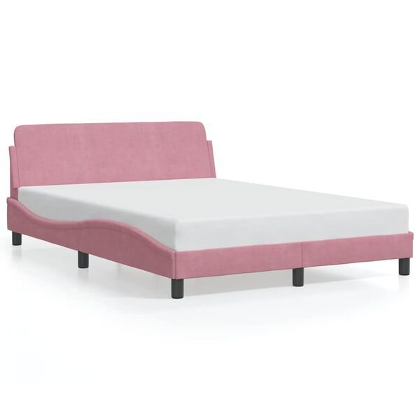 vidaXL Cadre de lit avec t&ecirc;te de lit Dover rose 140x200cm velours