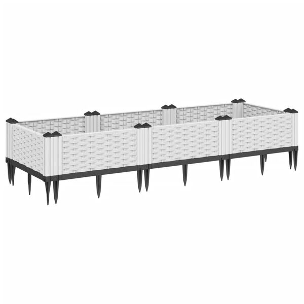 vidaXL Jardini&egrave;re avec piquets blanc 125x40x28,5 cm PP