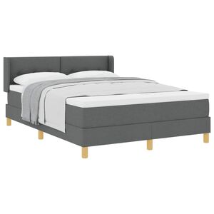 vidaXL Lit &agrave; ressorts avec matelas Gris fonc&eacute; 190 x 140 cm Polyester