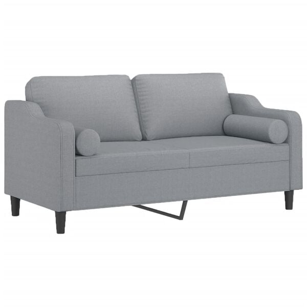 vidaXL Canap&eacute; 2 places avec oreillers gris clair 140 cm tissu