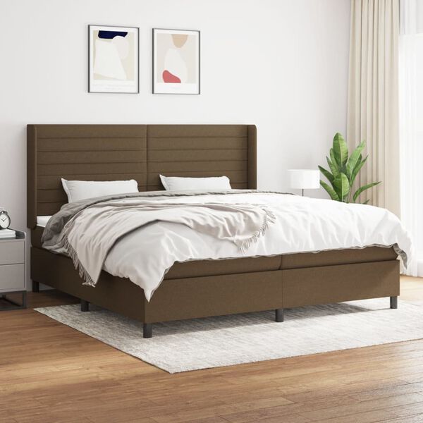 vidaXL Sommier &agrave; lattes de lit avec matelas Marron fonc&eacute; 200x200 cm
