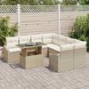 vidaXL Ensemble de canap&eacute; de jardin 9 pcs Beige Poly rotin