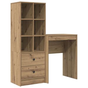 vidaXL Bureau avec tiroir avec &eacute;tag&egrave;re 2 pcs Ch&ecirc;ne artisanal