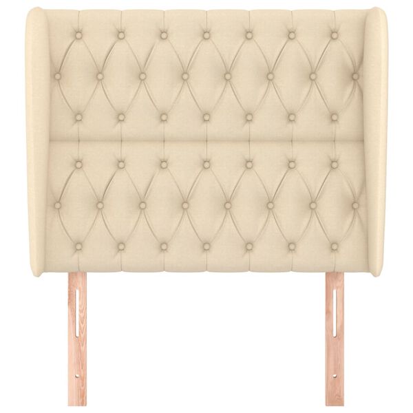 vidaXL T&ecirc;te de lit avec oreilles Cr&egrave;me 103x23x118/128 cm Tissu