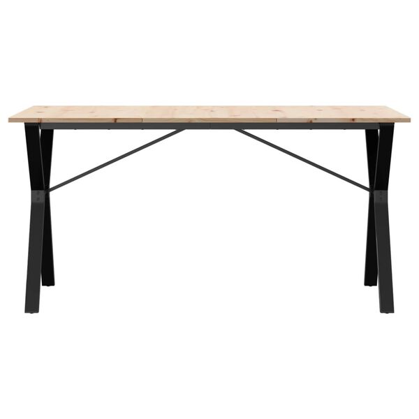 vidaXL Table à manger cadre en Y 160x80x75 cm bois de pin massif acier