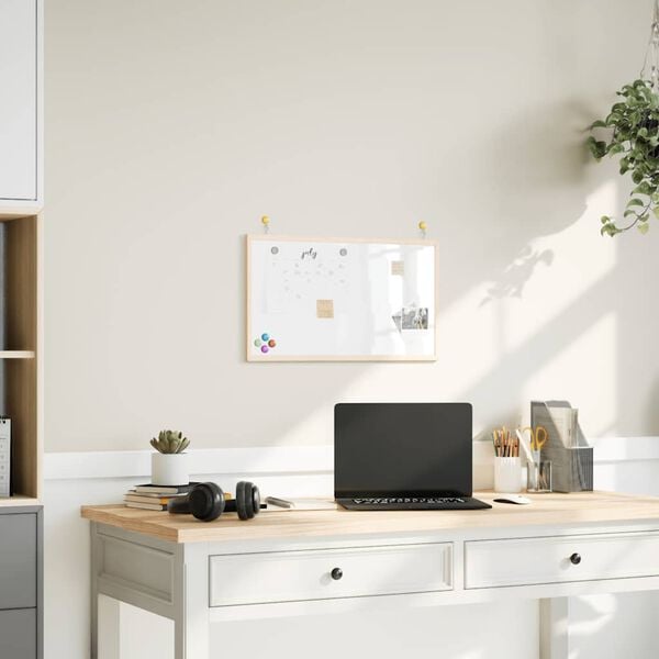 vidaXL Tableau blanc magn&eacute;tique avec cadre en bois de pin massif 60 x 40 cm