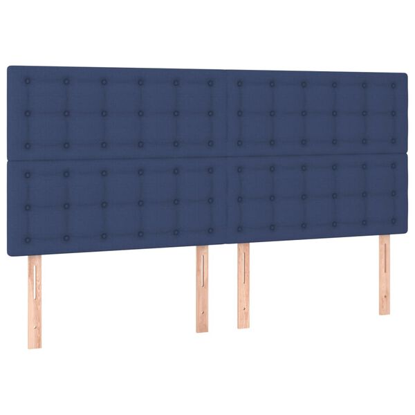 vidaXL T&ecirc;te de lit &agrave; LED Bleu 160x5x118/128 cm Tissu