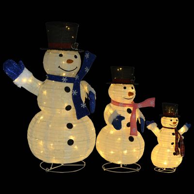 vidaXL Décoration de Noël Figurines de famille Bonhomme de neige à LED