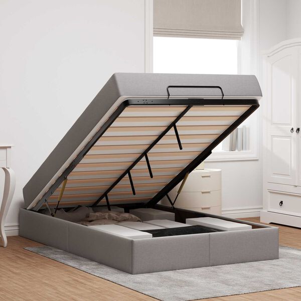 vidaXL Cadre de lit avec matelas avec matelas 2 pcs Taupe tissu