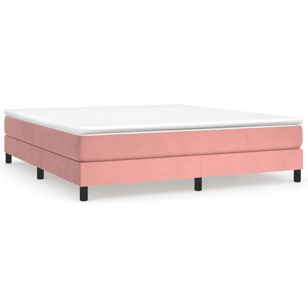 vidaXL Sommier &agrave; lattes de lit avec matelas Rose 180x200 cm Velours