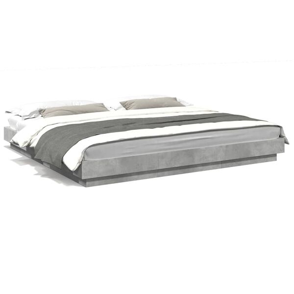 vidaXL Cadre de lit et lumi&egrave;res LED sans matelas gris b&eacute;ton 180x200 cm