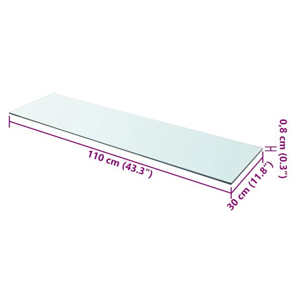 vidaXL Panneaux d'&eacute;tag&egrave;re 2 pcs Verre Transparent 110 x 30 cm