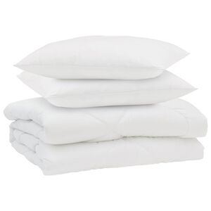 vidaXL Duvet d'&eacute;t&eacute; simple avec oreiller 3 pcs Blanc Microfibre